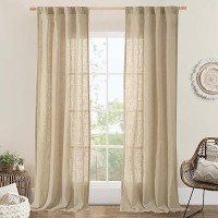 Lamit Linen Blended Curtains For Bedroom Faux Linen Textured Light Filtering Drapes Back Tab And Rod Pocket Boho Burlap Panels