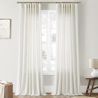 Joywell Linen Long Curtains 96 Inches Long For Living Room 2 Panel Set Light Filtering Neutral Modern Farmhouse Boho Semi Sheer