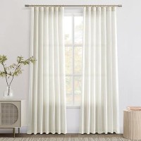 Joywell 80 Inch Tab Brown Curtains For Living Room 2 Panels Set Linen Drapes Semi Sheer Light Filter Boho Farmhouse Neutral Floo