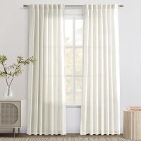 Joywell 80 Inch Tab Brown Curtains For Living Room 2 Panels Set Linen Drapes Semi Sheer Light Filter Boho Farmhouse Neutral Floo