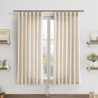 Joywell 45 Inch Length Short Curtains For Small Window Kitchen Curtains 2 Panels Set Light Filtering Cotton Flax Linen Drapes Wh