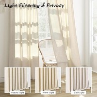 Joywell 45 Inch Length Short Curtains For Small Window Kitchen Curtains 2 Panels Set Light Filtering Cotton Flax Linen Drapes Wh