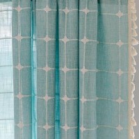 Deeprove Green Boho Curtains 96 Inches Long For Bedroom Nursery Room  Cotton Linen Lattice Plaids Embroidery Semi Blackout Bohemian Window Treatment Grids Drape Tassels  1 Panel W52 X L96  Aqua