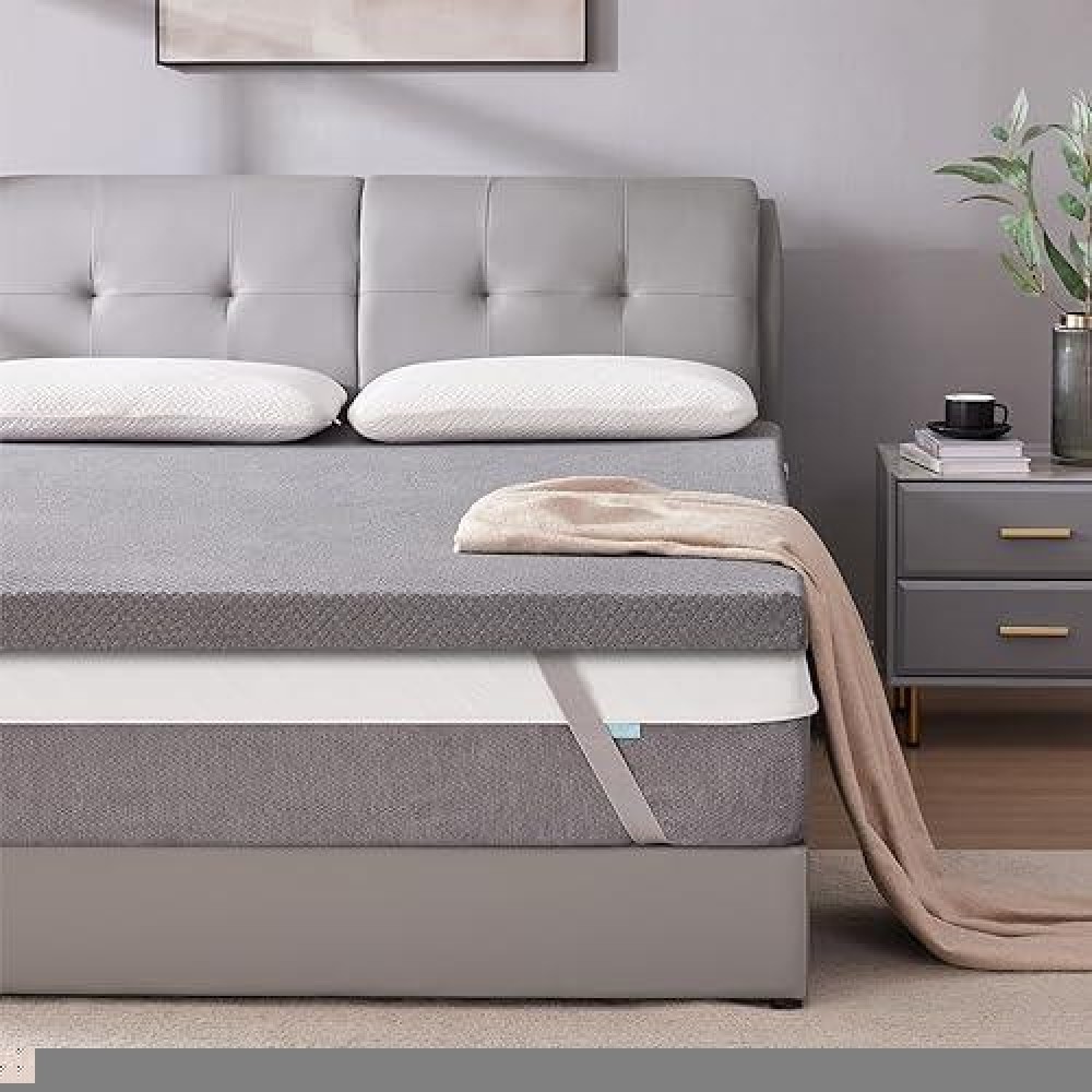 Sinweek 3 Inch Gel Memory Foam Mattress Topper Queen Size Pad For Back Pain Bed Topper With Removable Soft Cover Certipurus