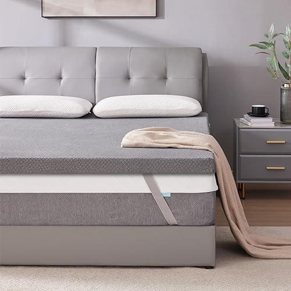 Sinweek 2 Inch Gel Memory Foam Mattress Topper King Size Pad For Back Pain Bed Topper With Removable Soft Cover Certipurus C