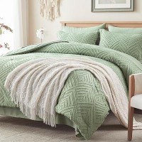 Zzlpp Full Comforter Set 7 Pieces  Sage Green Tufted Bed In A Bag With Comforter And Sheets  All Season Boho Bedding Sets With 1 Comforter  2 Pillow Shams  2 Pillowcases  1 Flat Sheet  1 Fitted Sheet