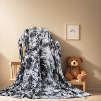 Richave Fuzzy Blanket For Couch Tie Dye Grey Premium Lightweight Antistatic Cozy And Furry Faux Fur Reversible Throw Blanke