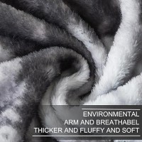 Richave Fuzzy Blanket King Size Tie Dye Grey Premium Lightweight Antistatic Plush And Furry Faux Fur Reversible Blankets F