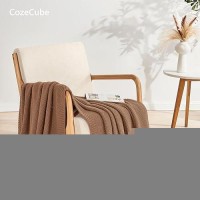 Cozecube Caramel Brown Throw Blanket For Couch Soft Cozy Cable Knit Throw Blanket For Bed Sofa Living Room Lightweight Warm Fa