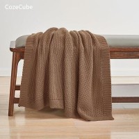 Cozecube Caramel Brown Throw Blanket For Couch Soft Cozy Cable Knit Throw Blanket For Bed Sofa Living Room Lightweight Warm Fa