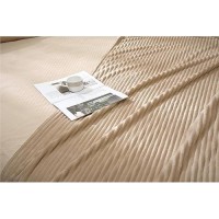 Vessia Flannel Fleece Throw Blanket For Couch Sofa Bed  300Gsm Striped Camel Blanket Throw For Adults And Kids  Super Soft Warm Cozy Lightweight Ribbed Light Brown Throw For All-Season