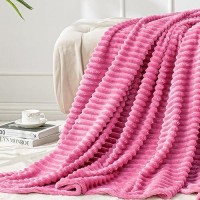 Bedelite Fleece Blanket Twin Size - 3D Ribbed Jacquard Soft And Warm Decorative Fuzzy Blankets - Cozy  Fluffy  Plush Lightweight Throw Blankets For Couch  Bed  Sofa(Hot Pink  60X80 Inches)