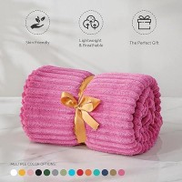 Bedelite Fleece Blanket Twin Size - 3D Ribbed Jacquard Soft And Warm Decorative Fuzzy Blankets - Cozy  Fluffy  Plush Lightweight Throw Blankets For Couch  Bed  Sofa(Hot Pink  60X80 Inches)