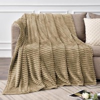 Bedelite Fleece Blanket Twin Size - 3D Ribbed Jacquard Soft And Warm Decorative Fuzzy Blankets - Cozy  Fluffy  Plush Lightweight Throw Blankets For Couch  Bed  Sofa(Brown  60X80 Inches)