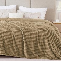 Bedelite Fleece Blanket King Size - 3D Ribbed Jacquard Soft And Warm Decorative Fuzzy Blankets - Cozy  Fluffy  Plush Lightweight Throw Blankets For Couch  Bed  Sofa(Brown  108X90 Inches)