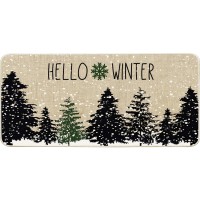 Whomeaf Christmas Black Tree Doormat Winter Cold Forest Snowflake Xmas Door Mats Entrance Low Profile Merry Christmas Runner Rug