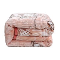 Nestl 9 Lbs Velvet Fleece Blanket For Winter - 2 Ply Heavy & Warm Korean Style Bed Blanket - Reversible Printed Raschel Queen Size Blanket - Wrinkle & Fade Resistant - 79 X 94 Inches - Peach