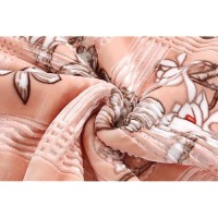 Nestl 9 Lbs Velvet Fleece Blanket For Winter - 2 Ply Heavy & Warm Korean Style Bed Blanket - Reversible Printed Raschel Queen Size Blanket - Wrinkle & Fade Resistant - 79 X 94 Inches - Peach