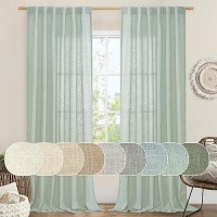 Lamit Extra Long Linen Curtains 120 Inches For Living Room Back Tab And Rod Pocket Linen Textured Sheer Curtains Light Filterin