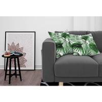 Ambesonne Palm Leaf Pillow Cushion Cover Pack Of 2 Realistic Vivid Leaves Of Palm Tree Growth Ecology Botany Themed Print Deco