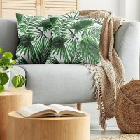 Ambesonne Palm Leaf Pillow Cushion Cover Pack Of 2 Realistic Vivid Leaves Of Palm Tree Growth Ecology Botany Themed Print Deco