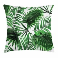 Ambesonne Palm Leaf Pillow Cushion Cover Pack Of 2 Realistic Vivid Leaves Of Palm Tree Growth Ecology Botany Themed Print Deco