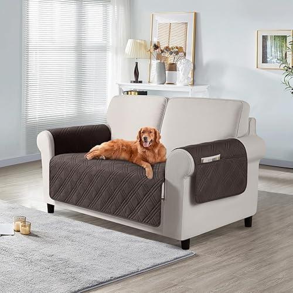 Taococo Waterproof Loveseat Covers For Pets Dogs With Non Slip Backing Sofa Seat Covers With Side Pocket For 2 Cushion Couch Wa