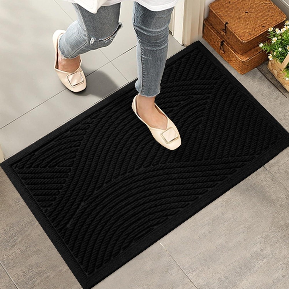 Hiyard Sturdy Front Door Mat Absorbent Muddy Dirt Resist Welcome Door Mats Outdoor Indoor Stain And Fade Resistant Nonslip B