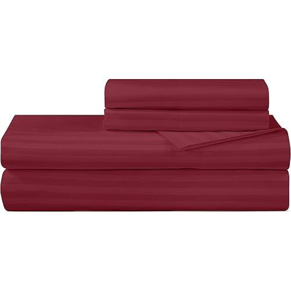 Royale Linens 300 Thread Count 100 Long Staple Combed Cotton Striped Sheet Set 4 Piece Full Bed Sheet 1 Fitted Sheet 1 Fla