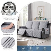 Taococo 100% Waterproof Recliner Couch Cover  Non Slip Split Couch Covers For Reclining Couches With Elastic Straps  Washable Reclining Couch Covers Furniture Protector For Pets(3 Seater  Light Grey)