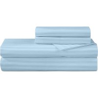 Royale Linens 300 Thread Count 100 Long Staple Combed Cotton Striped Sheet Set 4 Piece Queen Bed Sheet 1 Fitted Sheet 1 Fl