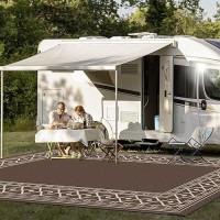 Genimo Outdoor Rug Area Waterproof 10 X 14 For Patio Foldable Reversible Plastic Straw Carpet For Travel Trailers Outside Ma