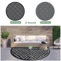 Genimo 8 Round Outdoor Rug For Patios Clearance Reversible Plastic Straw Rugs Rv Camping Mat For Camper Balcony Backyard P