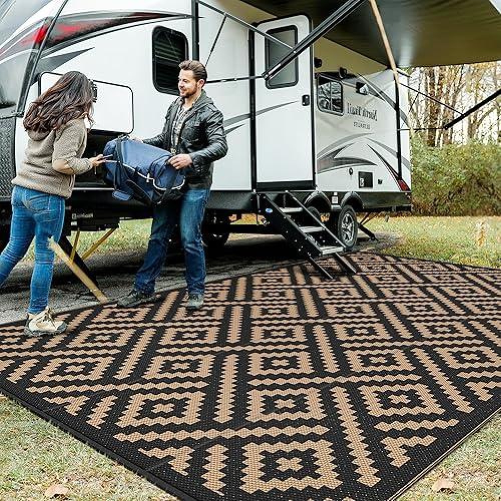 Genimo Outdoor Rug For Patio Clearance 10X14 Waterproof Large Camping Mat Reversible Plastic Straw Rugs For Rv Camper Balc