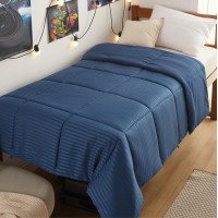 Bedsure Lightweight Duvet Insert College Essentials Summer Comforter Twin Down Alternative Quilted Comforter Stand Alone Navy