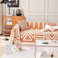 Handontime Orange Sofa Covers For Couch Loveseat Covers Soft Chenille Couch Cover For Dogs Sofa Covers For 3 Cushion Couch Boho