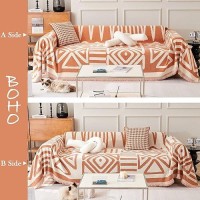 Handontime Orange Sofa Covers For Couch Loveseat Covers Soft Chenille Couch Cover For Dogs Sofa Covers For 3 Cushion Couch Boho