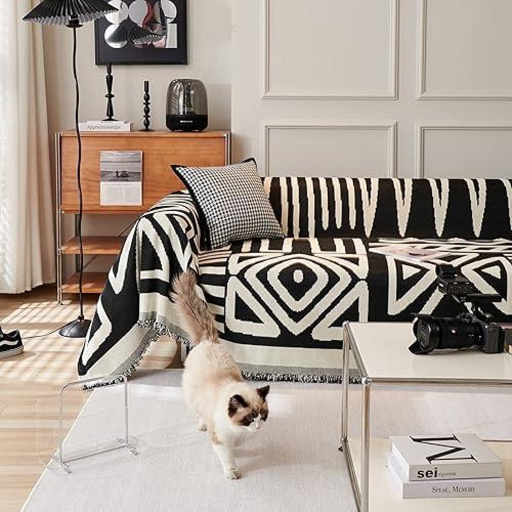 Handontime Boho Sofa Covers For Dogs Black Couch Sofa Covers For 3 Cushion Couch Sofa Beige Chenille Sofa Slipcover Couch Covers