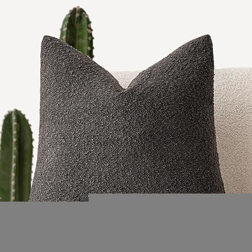 Foindtower Decorative Boucle Throw Pillow Covers Accent Solid Pillow Cases Cozy Soft Textured Couch Cushion Case For Chair Sofa