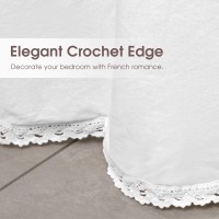 Vlocemon Lightweight 100 Cotton Dust Ruffle Queen Size 21 Drop White Ruffled Bed Skirt Crochet Edge French Country Style W