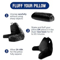 Comfortspa Reading Pillow For Bed Adult Size  Back Rest Pillow With Arms  Pockets And Washable Cover; Use As Bed Pillows For Sitting Up In Bed For Bedrest Or Relief From Gerd Heartburn (Large Black)