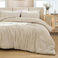 Andency Khaki King Size Comforter Set 3 Pieces Boho Soft Bedding Set Collections Farmhouse Tufted Fluffy Warm Bedding Comfor