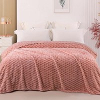 Exclusivo Mezcla Twin Size Soft Fleece Blanket  90X66 Inches 3D Clouds Stylish Jacquard Velvet Blanket For Bed  Cozy Soft Lightweight For All Season  Dusty Pink Blanket