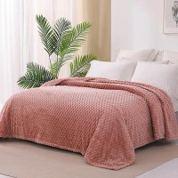 Exclusivo Mezcla Twin Size Soft Fleece Blanket  90X66 Inches 3D Clouds Stylish Jacquard Velvet Blanket For Bed  Cozy Soft Lightweight For All Season  Dusty Pink Blanket