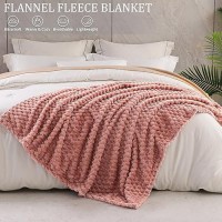 Exclusivo Mezcla Twin Size Soft Fleece Blanket  90X66 Inches 3D Clouds Stylish Jacquard Velvet Blanket For Bed  Cozy Soft Lightweight For All Season  Dusty Pink Blanket