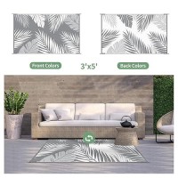 Genimo Outdoor Rug 2.5' X 8' Waterproof For Patios Clearance  Reversible Outdoor Plastic Straw Hallway Runner Rug Carpet  Entryway Rugs Mats For Deck  Porch  Balcony  Camping  Rv  Camper  Grey&White