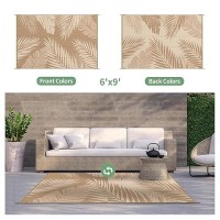 Genimo Outdoor Rug 6' X 9' Waterproof For Patios Clearance  Reversible Outdoor Plastic Straw Camping Rug Carpet  Large Area Rugs Mats For Rv  Camper  Deck  Balcony  Porch  Beach  Picnic  Brown&Beige