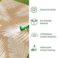 Genimo Outdoor Rug 6' X 9' Waterproof For Patios Clearance  Reversible Outdoor Plastic Straw Camping Rug Carpet  Large Area Rugs Mats For Rv  Camper  Deck  Balcony  Porch  Beach  Picnic  Brown&Beige