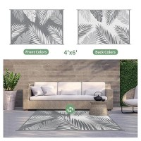 Genimo Outdoor Rug 4' X 6' Waterproof For Patios Clearance  Reversible Outdoor Plastic Straw Camping Rug Carpet  Large Area Rugs Mats For Rv  Camper  Deck  Balcony  Porch  Beach  Picnic  Grey&White