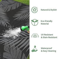 Genimo Outdoor Rug 6' X 9' Waterproof For Patios Clearance  Reversible Outdoor Plastic Straw Camping Rug Carpet  Large Area Rugs Mats For Rv  Camper  Deck  Balcony  Porch  Beach  Picnic  Black&Grey